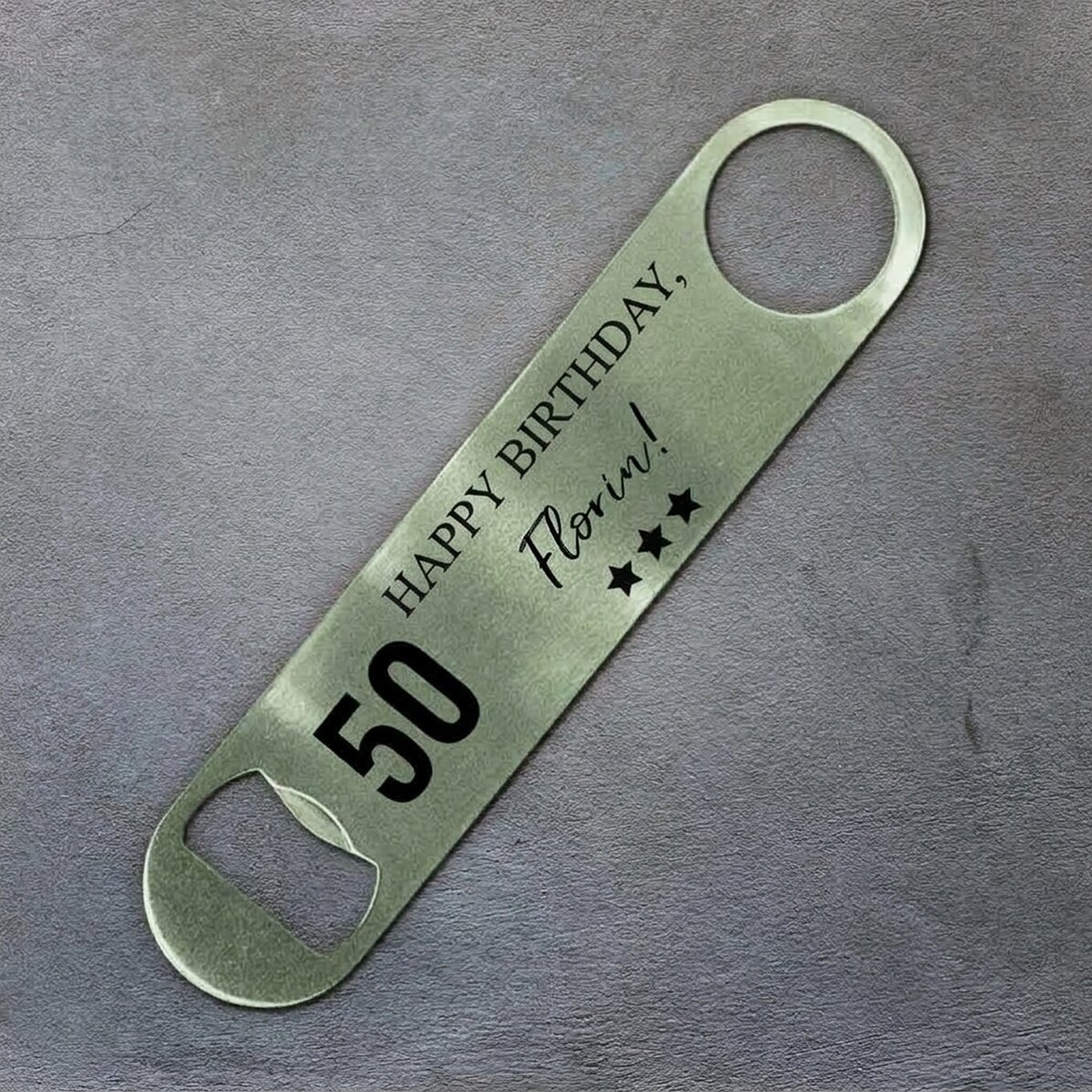 Gepersonaliseerde bieropener met tekst - Van harte gefeliciteerd!