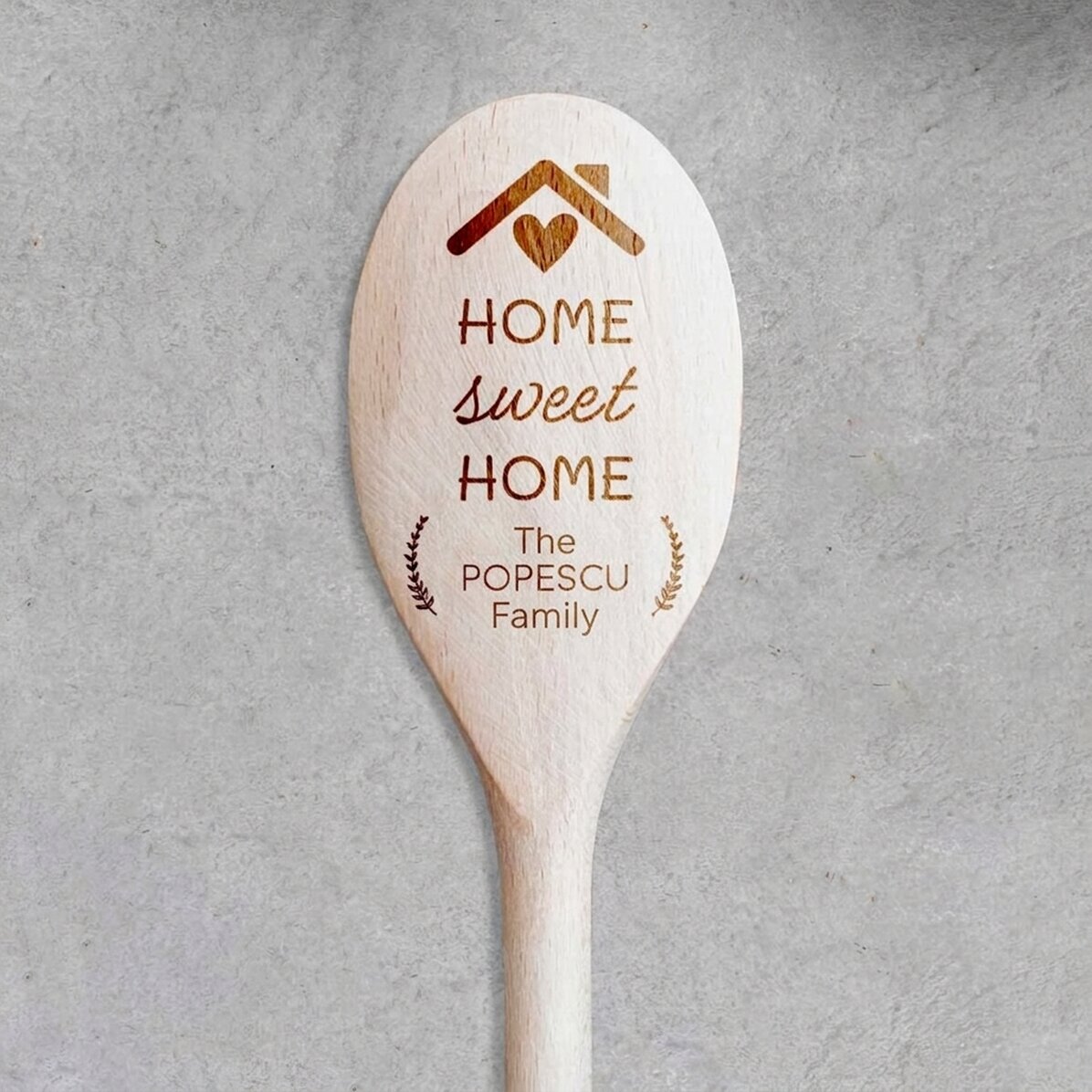 Houten lepel met gepersonaliseerde tekst - Home