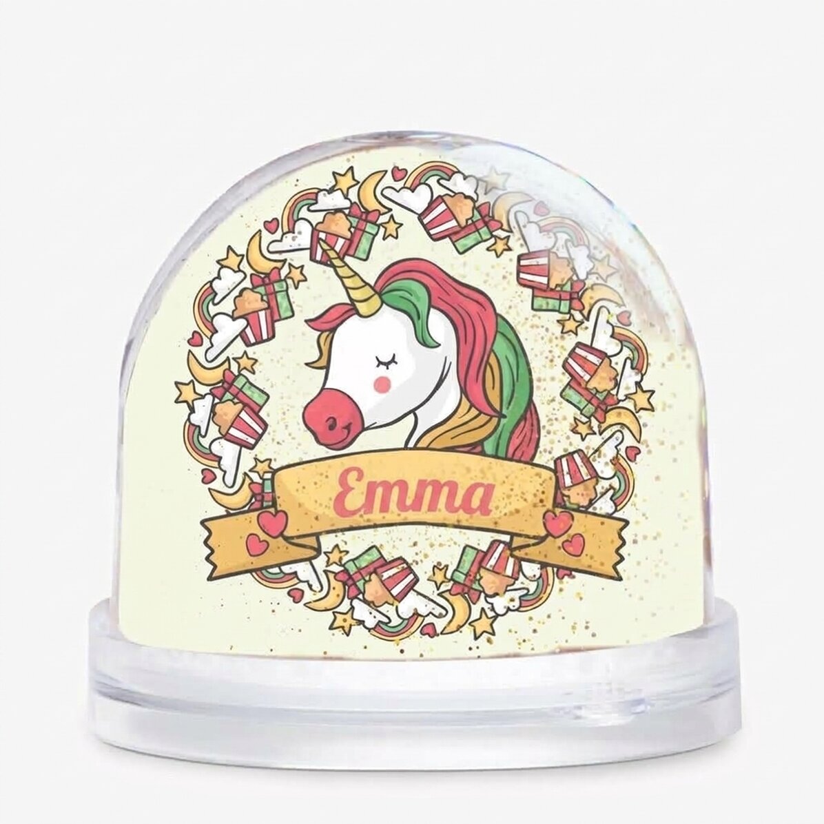 Globe de bureau personnalisé avec photo et texte - Birthday Unicorn