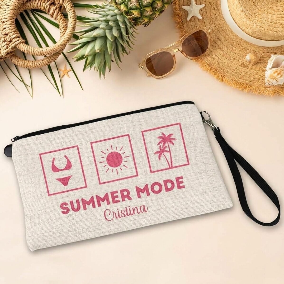 Petite pochette pour accessoires personnalisée avec un texte - Summer Mode