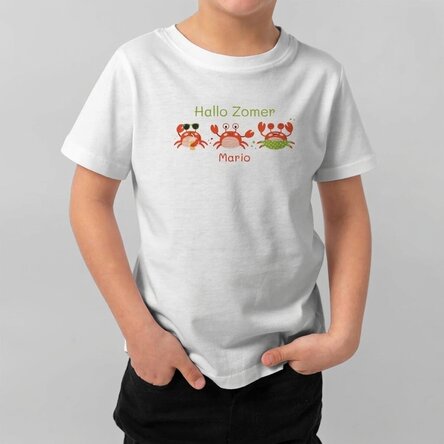 Katoenen T-shirt voor kinderen, gepersonaliseerd met tekst - Hello Summer
