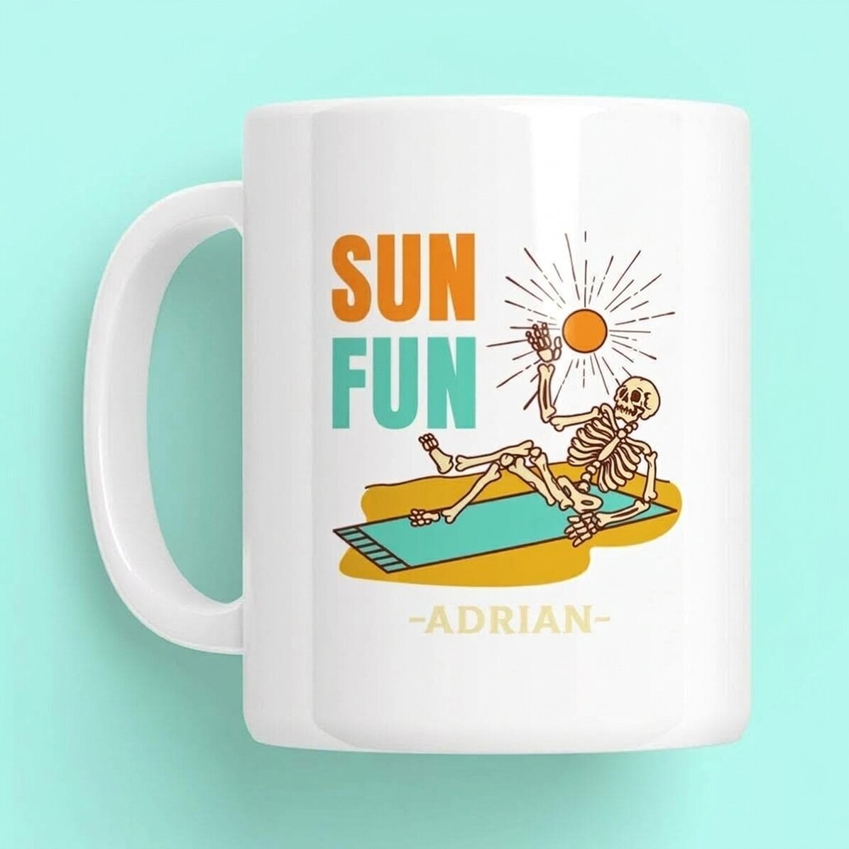 Gepersonaliseerde mok met tekst - Sun Fun