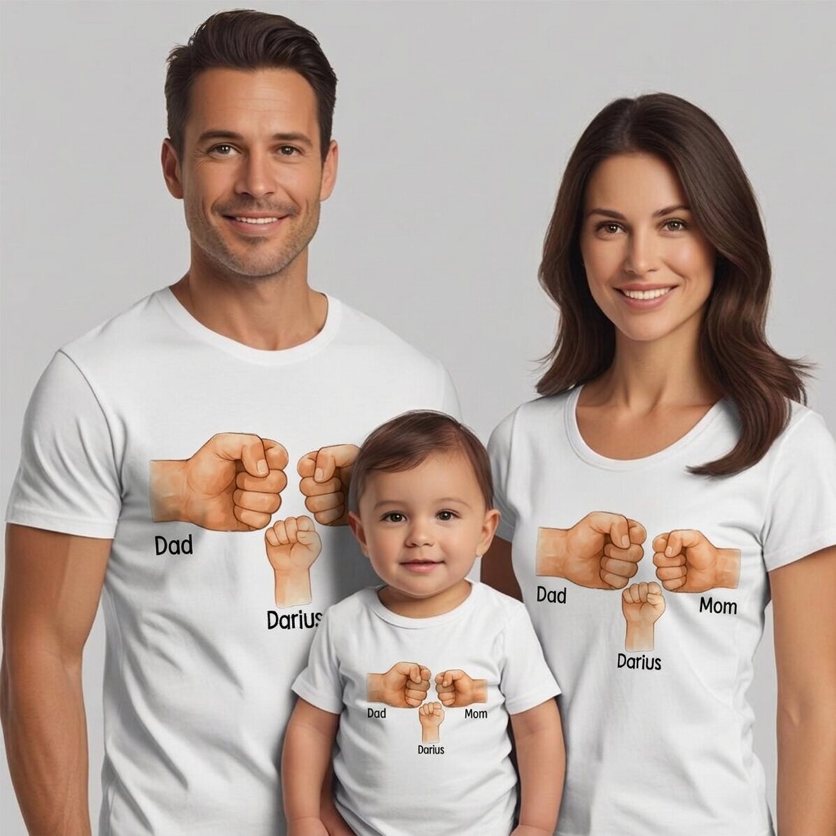 Gepersonaliseerd katoenen T-shirt voor kinderen/volwassenen - Familie