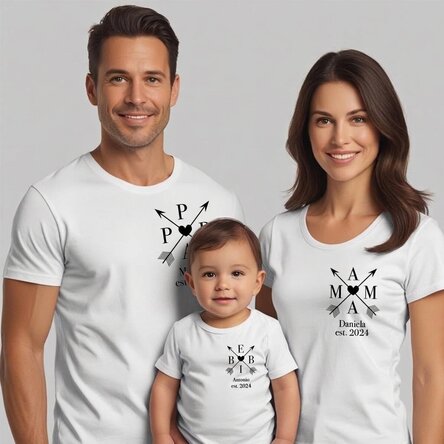 Gepersonaliseerd katoenen T-shirt voor kinderen/volwassenen - Family