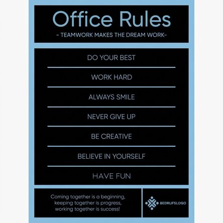 Gepersonaliseerde poster met tekst en logo - Office Rules