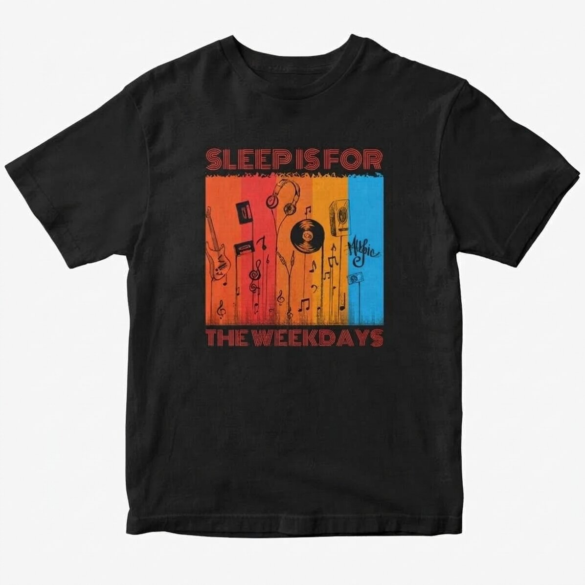 Katoenen T-shirt met eigen tekst - Music life