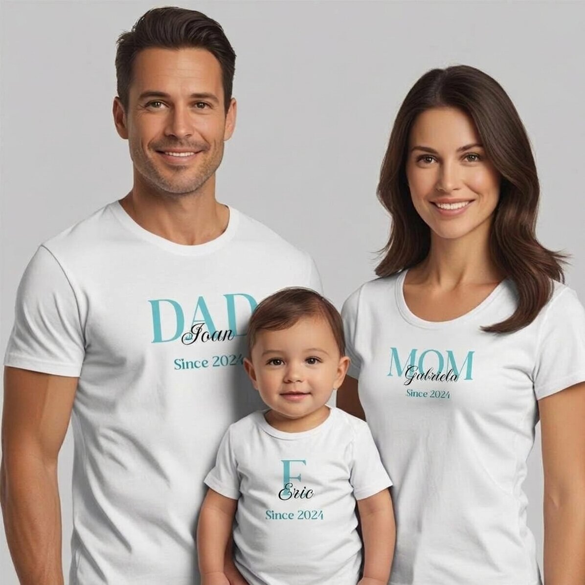 Katoenen T-shirt voor kinderen/volwassenen, gepersonaliseerd met tekst - Family