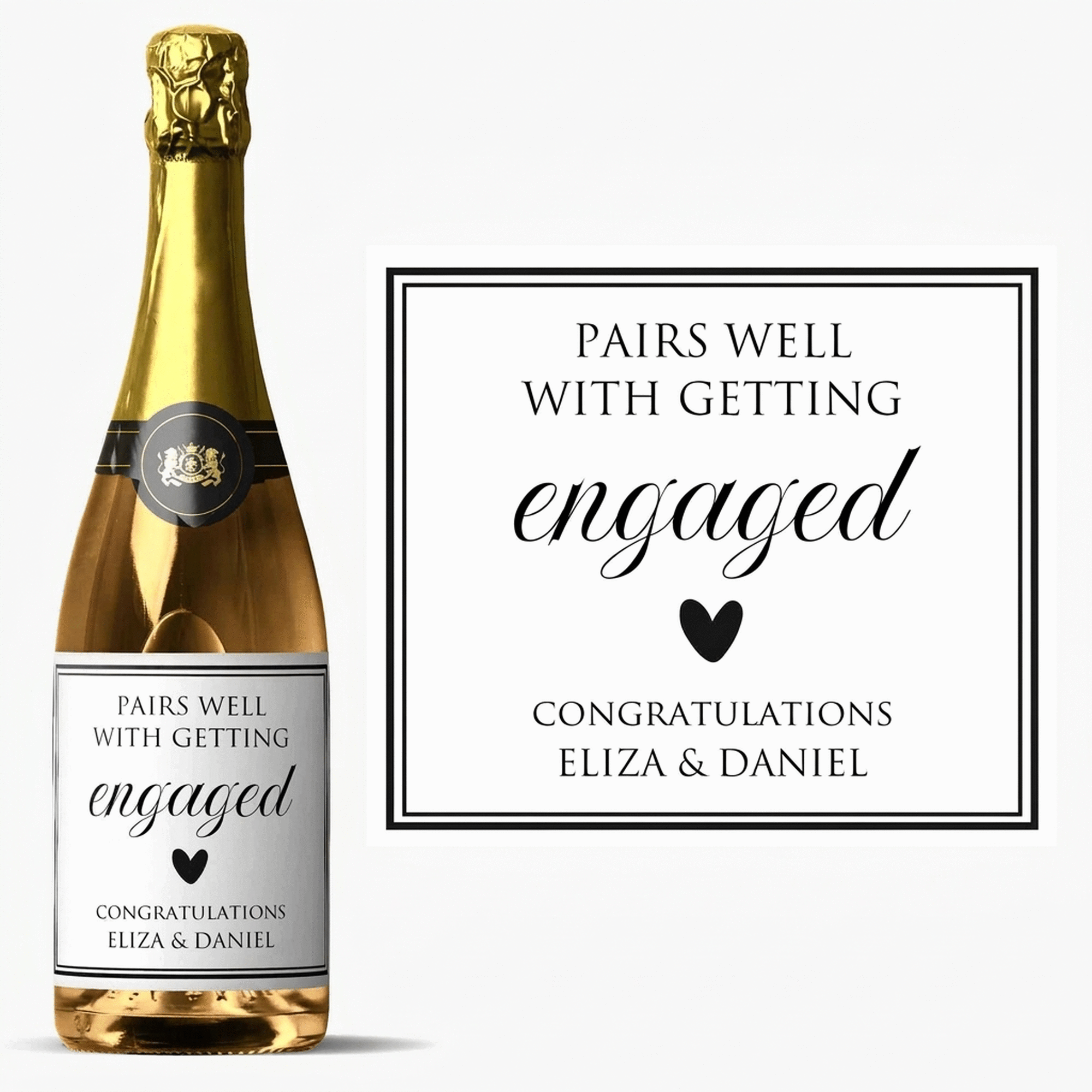 Mousserende wijn met gepersonaliseerde tekst - Heart
