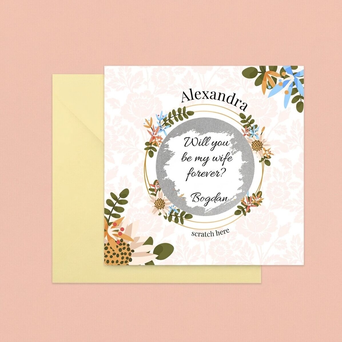 Gepersonaliseerde kraskaart met boodschap - Flower proposal