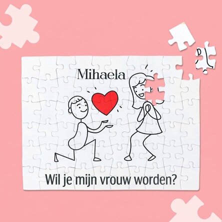 Gepersonaliseerde puzzel met tekst - Marry Me
