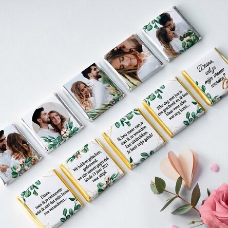 Set van 10 gepersonaliseerde minichocolade met foto