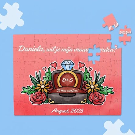 Gepersonaliseerde puzzel met tekst - Verlovingsring