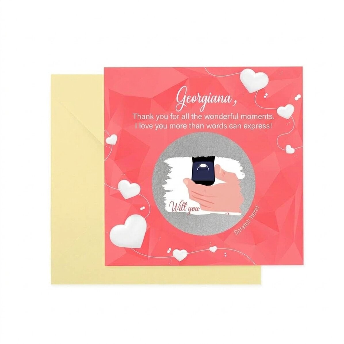Carte à gratter personnalisée avec texte - Demande en mariage