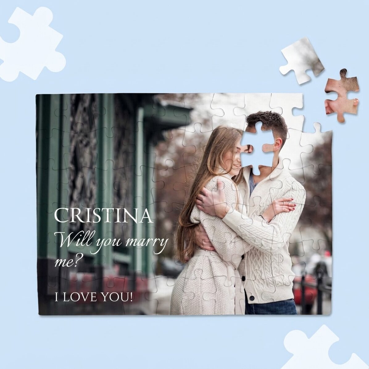 Gepersonaliseerde puzzel met foto en tekst - Aanzoek