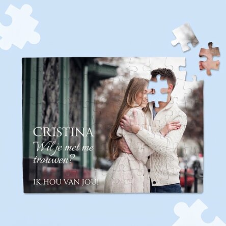 Gepersonaliseerde puzzel met foto en tekst - Aanzoek