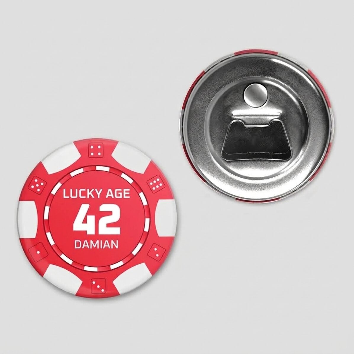 Décapsuleur à aimant personnalisé avec message - Jeton de poker