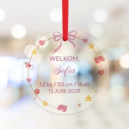 Rond ornament met gepersonaliseerde tekst - Welcome, Baby