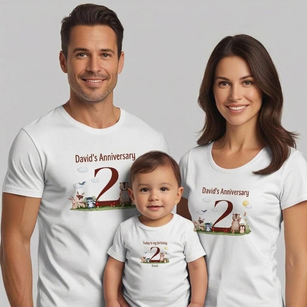 Katoenen T-shirt voor kinderen/volwassenen, gepersonaliseerd - Animals