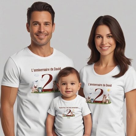T-shirt en coton personnalisé pour enfants/adultes - Animaux