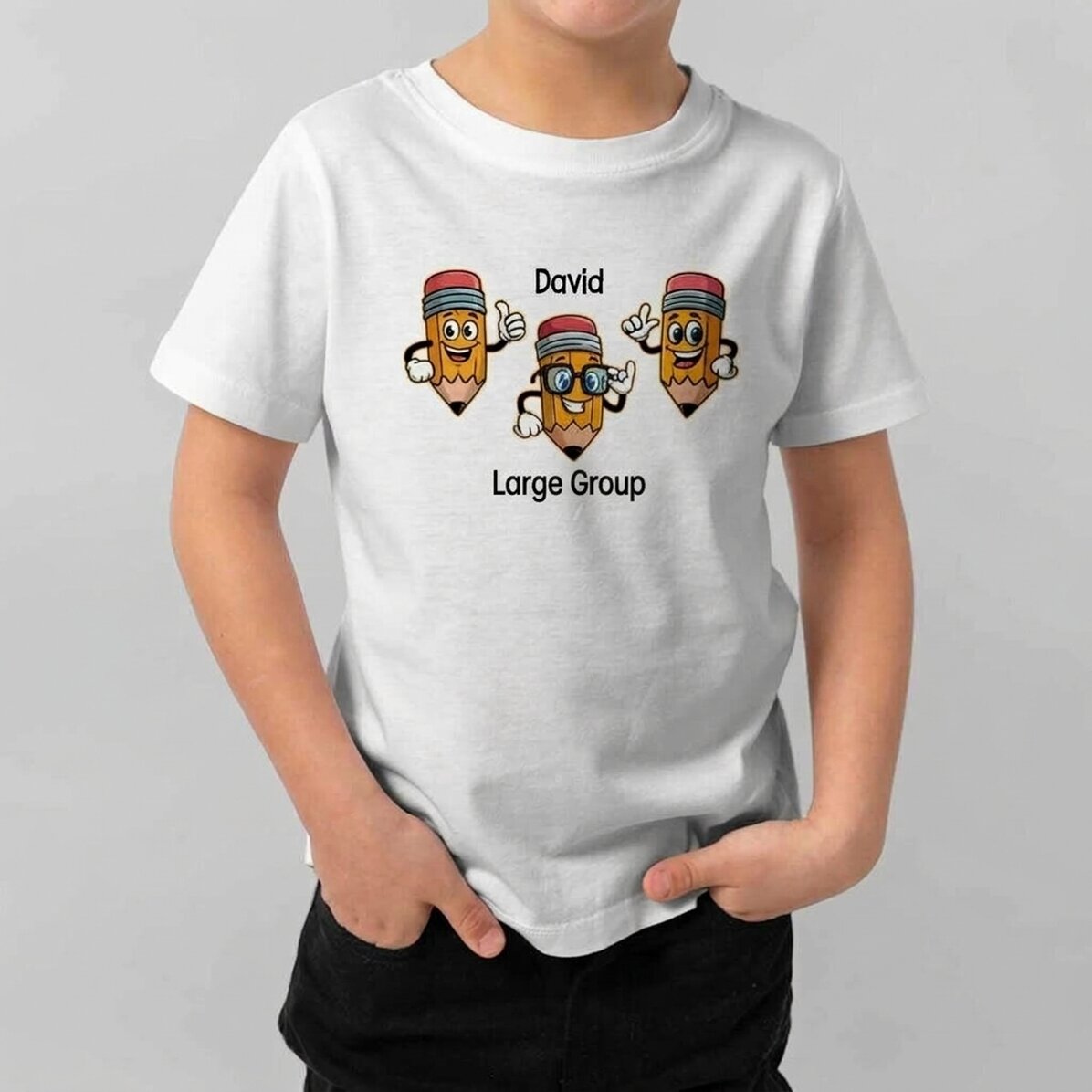 T-shirt en coton pour enfants personnalisé avec un message - Crayons