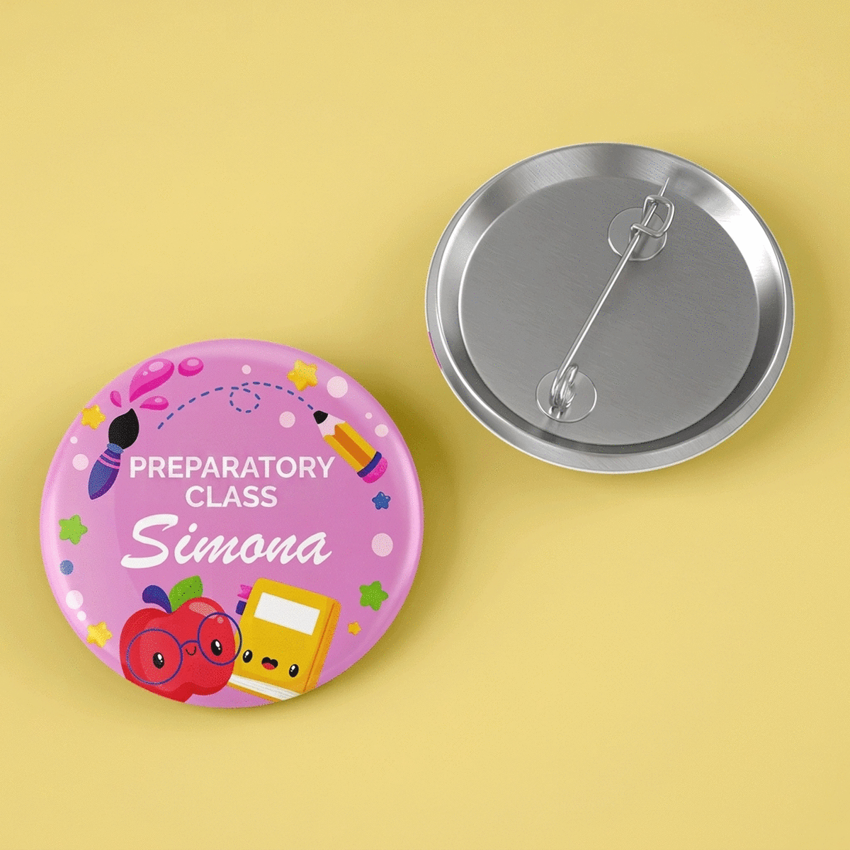 Gepersonaliseerde button met naam en tekst - Terug naar school