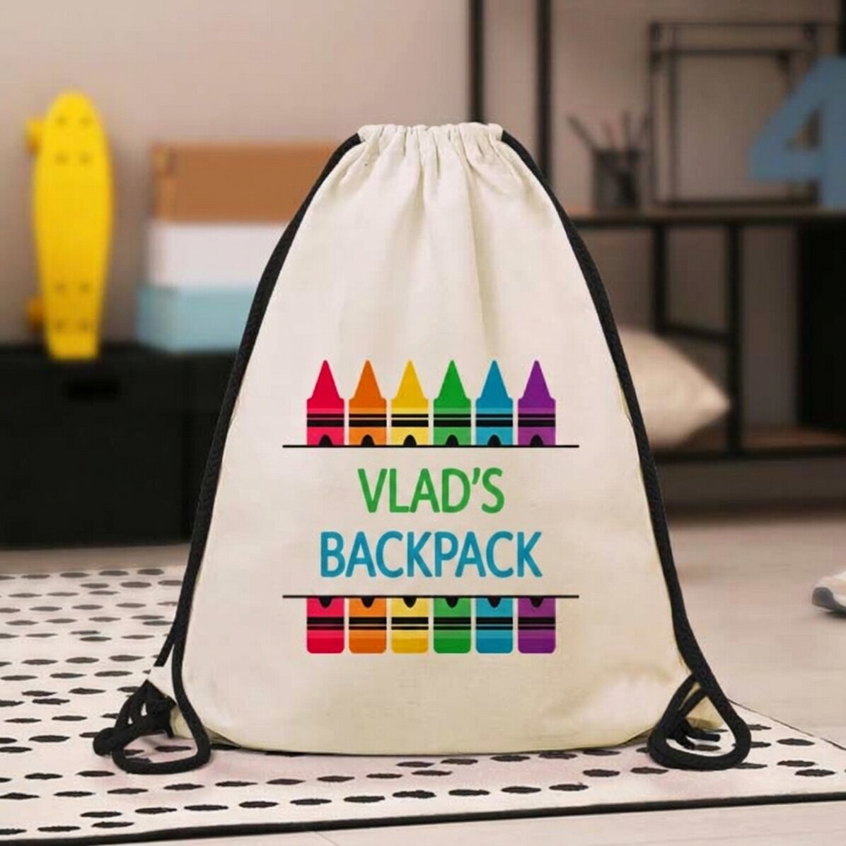 Sac à dos personnalisé avec inscription - Crayons de couleur