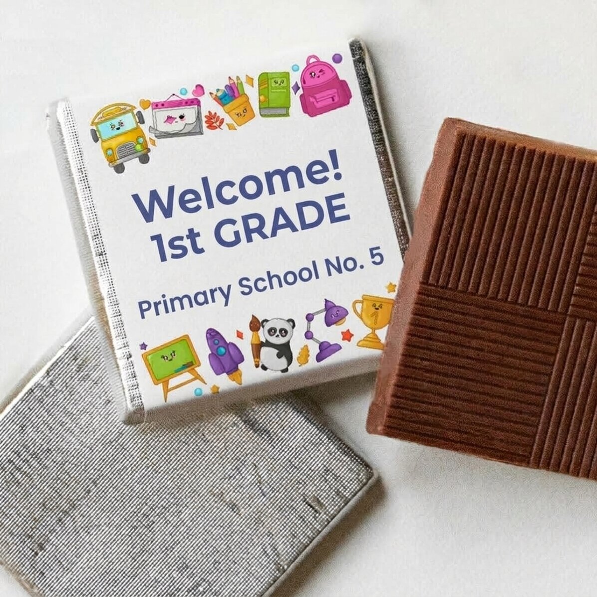Gepersonaliseerde mini-chocolade met tekst - Welcome school
