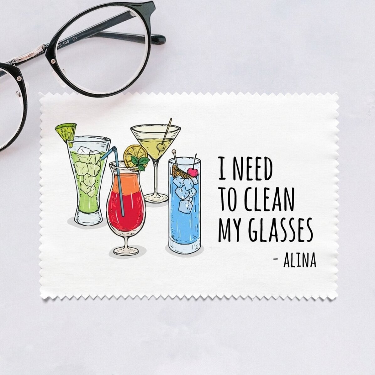 Gepersonaliseerd poetsdoekje voor het schoonmaken van schermen/brillen - Glasses