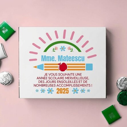 Boîte de bonbons personnalisée avec un message pour le début de l