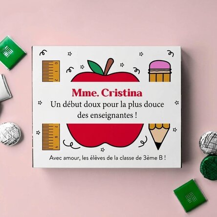 Boîte de bonbons personnalisée avec un message pour les enseignantes
