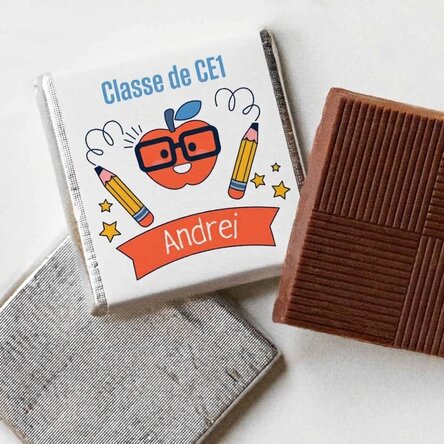 Mini-chocolat personnalisé avec un message - École