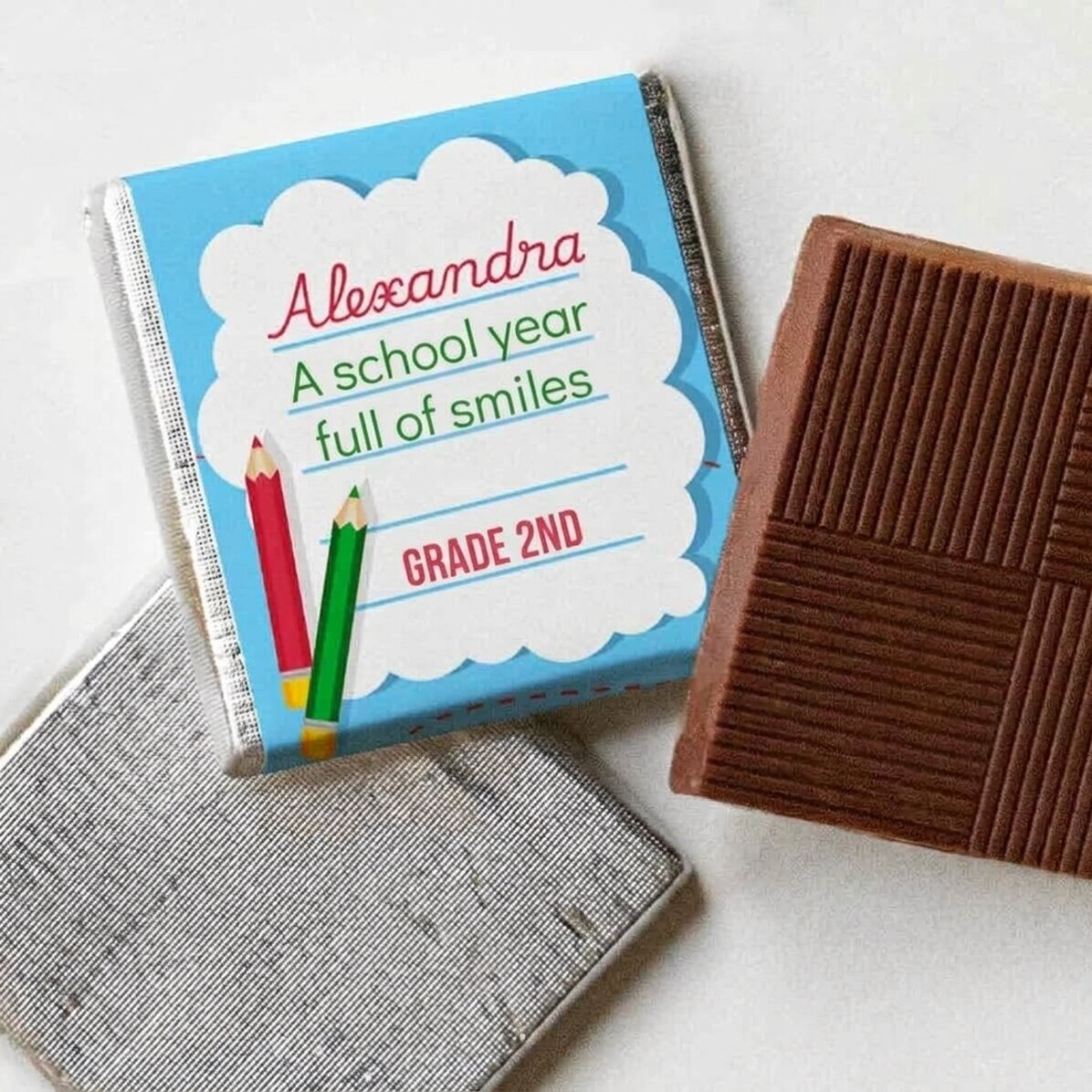 Mini-chocolat personnalisé avec un message - École