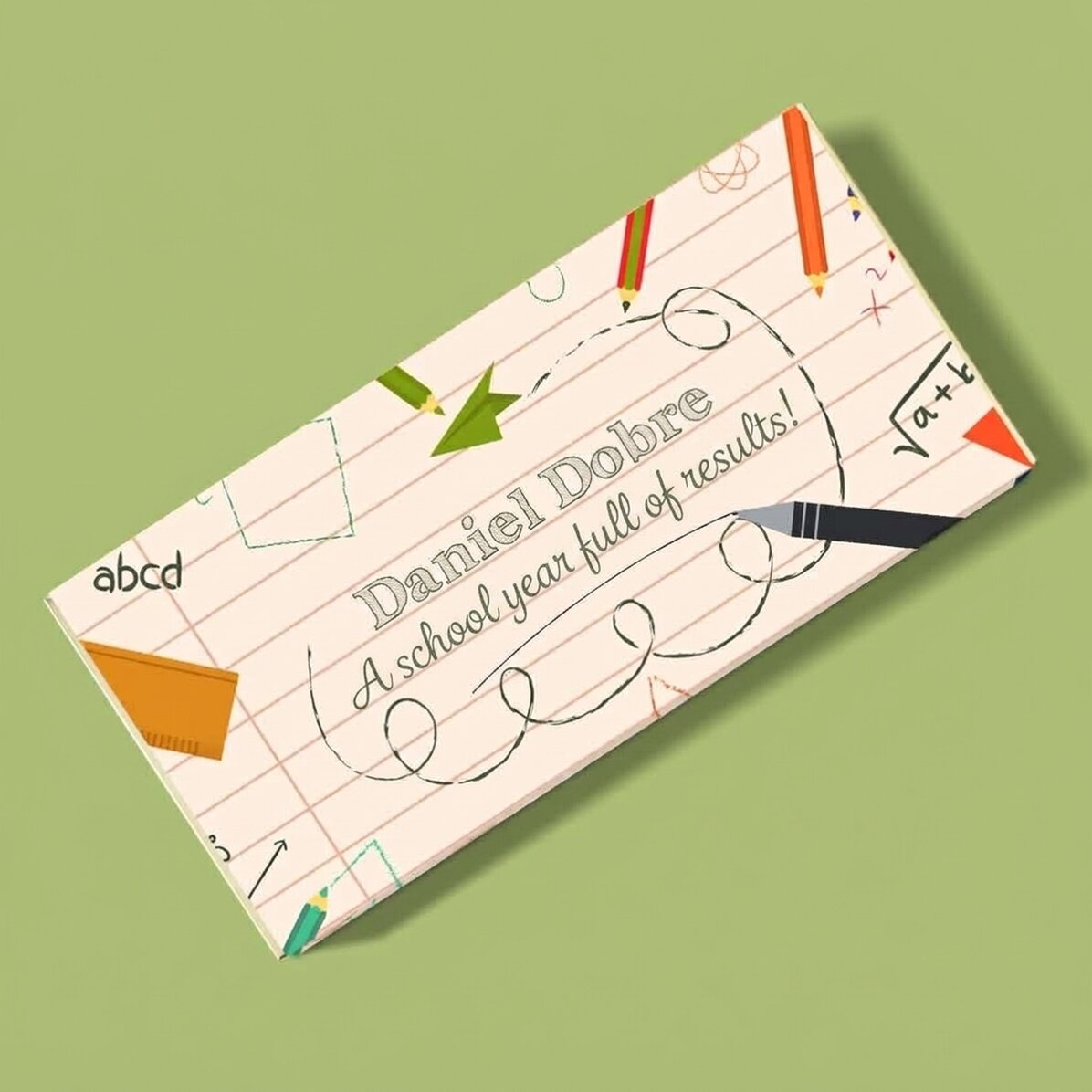 Chocolade met persoonlijke tekst - Het schoolschrift