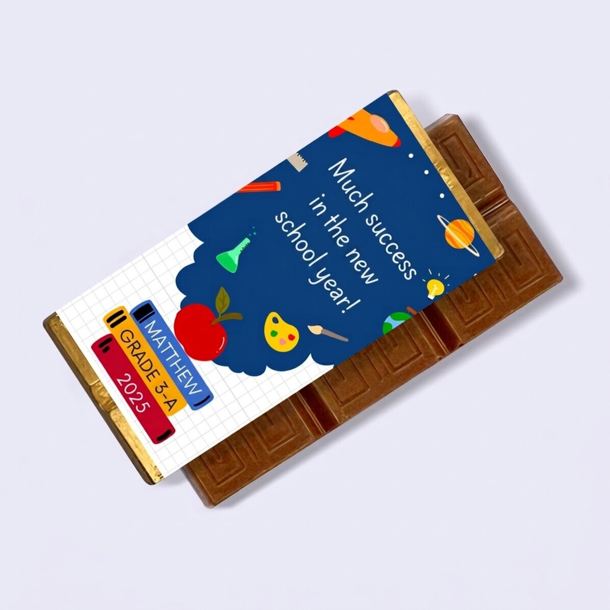 Gepersonaliseerde mini-chocoladereep met boodschap - Veel succes!