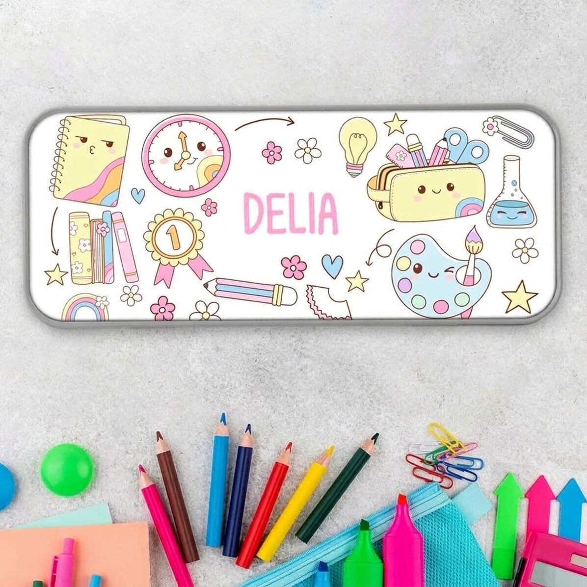 Gepersonaliseerd etui met tekst - School