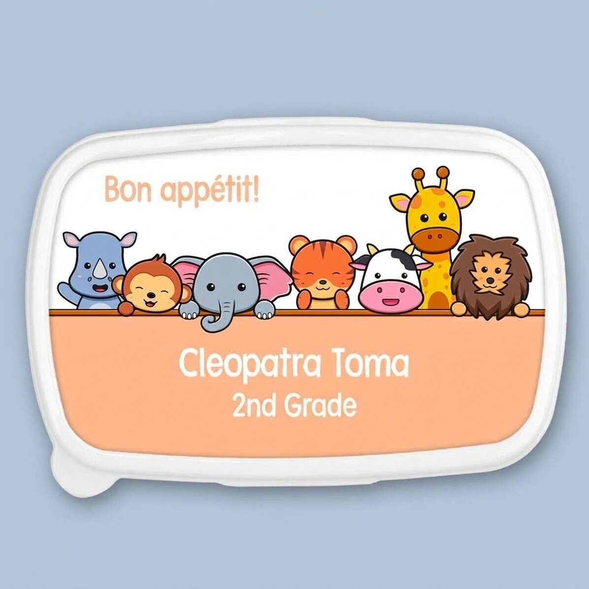 Lunchbox, gepersonaliseerde opbergdoos met tekst - Dieren