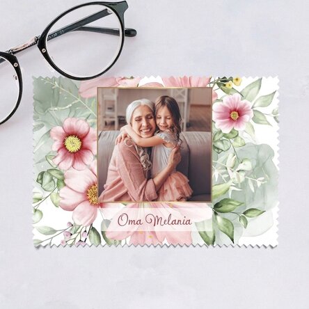 Gepersonaliseerde doek met een foto voor het schoonmaken van schermen/brillen - Floral