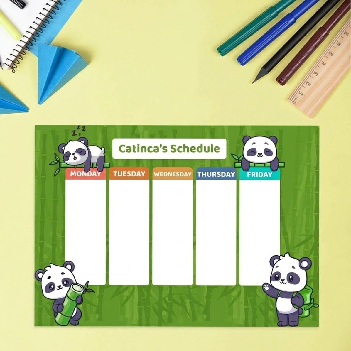 Gepersonaliseerd rooster met tekst - Cute Panda