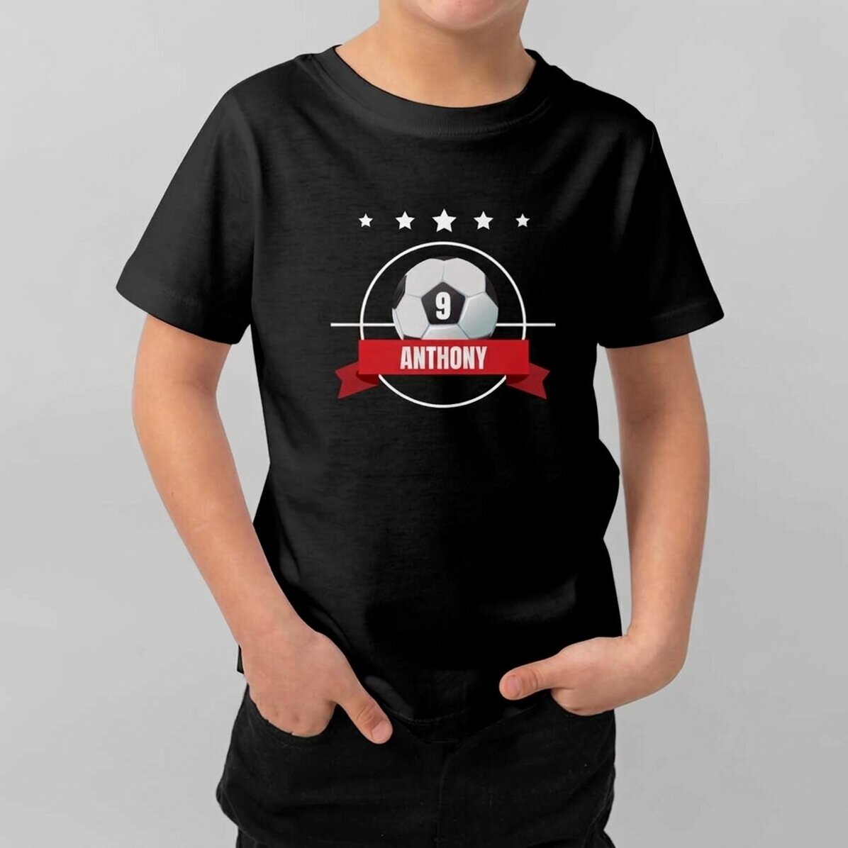 T-shirt en coton pour enfants personnalisé avec un message - Football