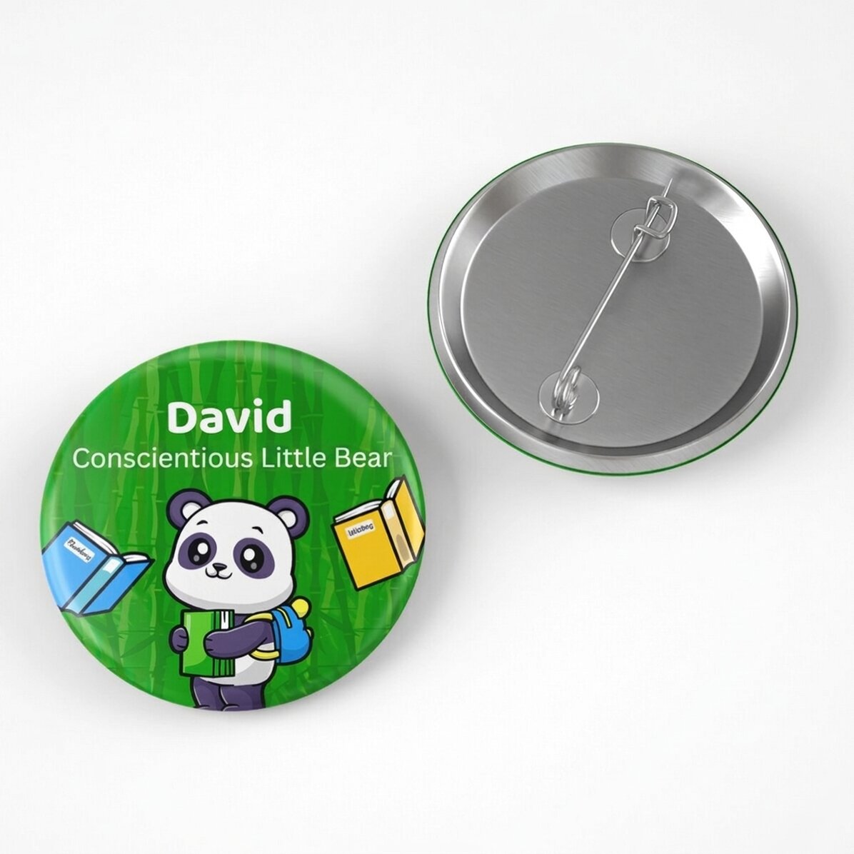 Gepersonaliseerde button met naam en tekst - Cute Panda