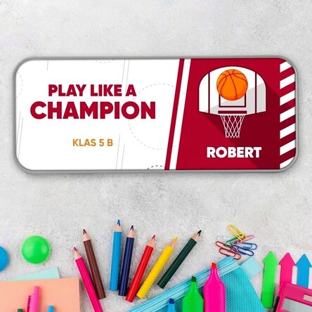Gepersonaliseerd etui met tekst - Basketbal