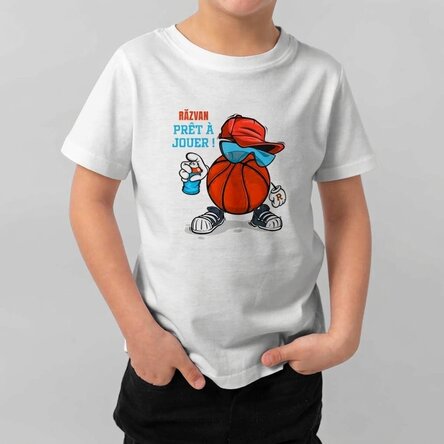 T-shirt en coton pour enfants personnalisé avec un texte - Basket-ball