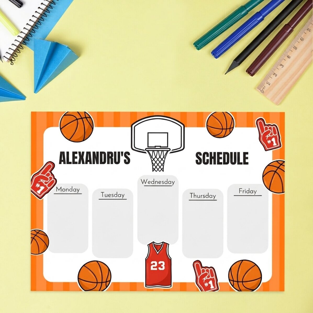Aangepast schema met tekst - Basketbal