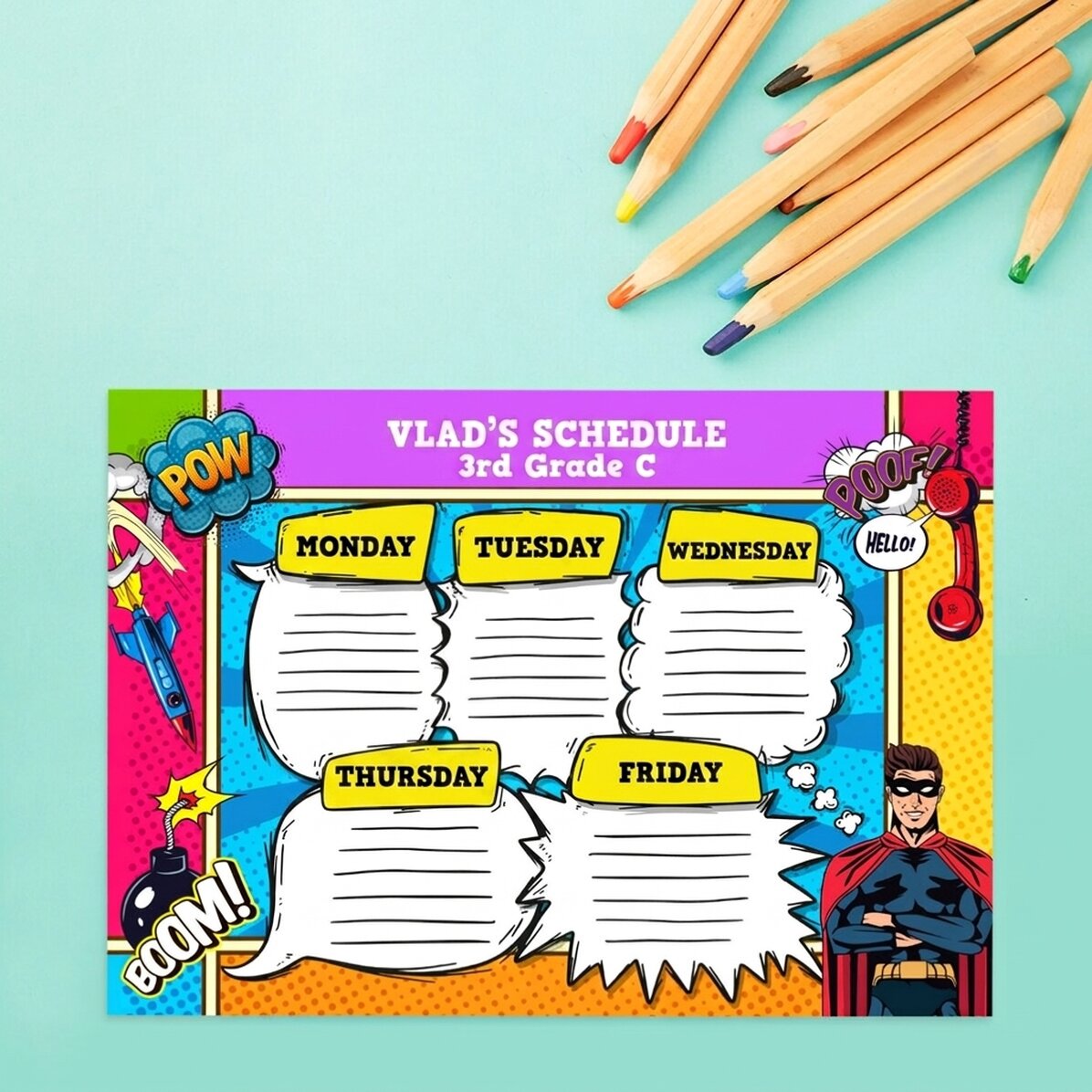 Aangepast rooster met tekst - Comic Book