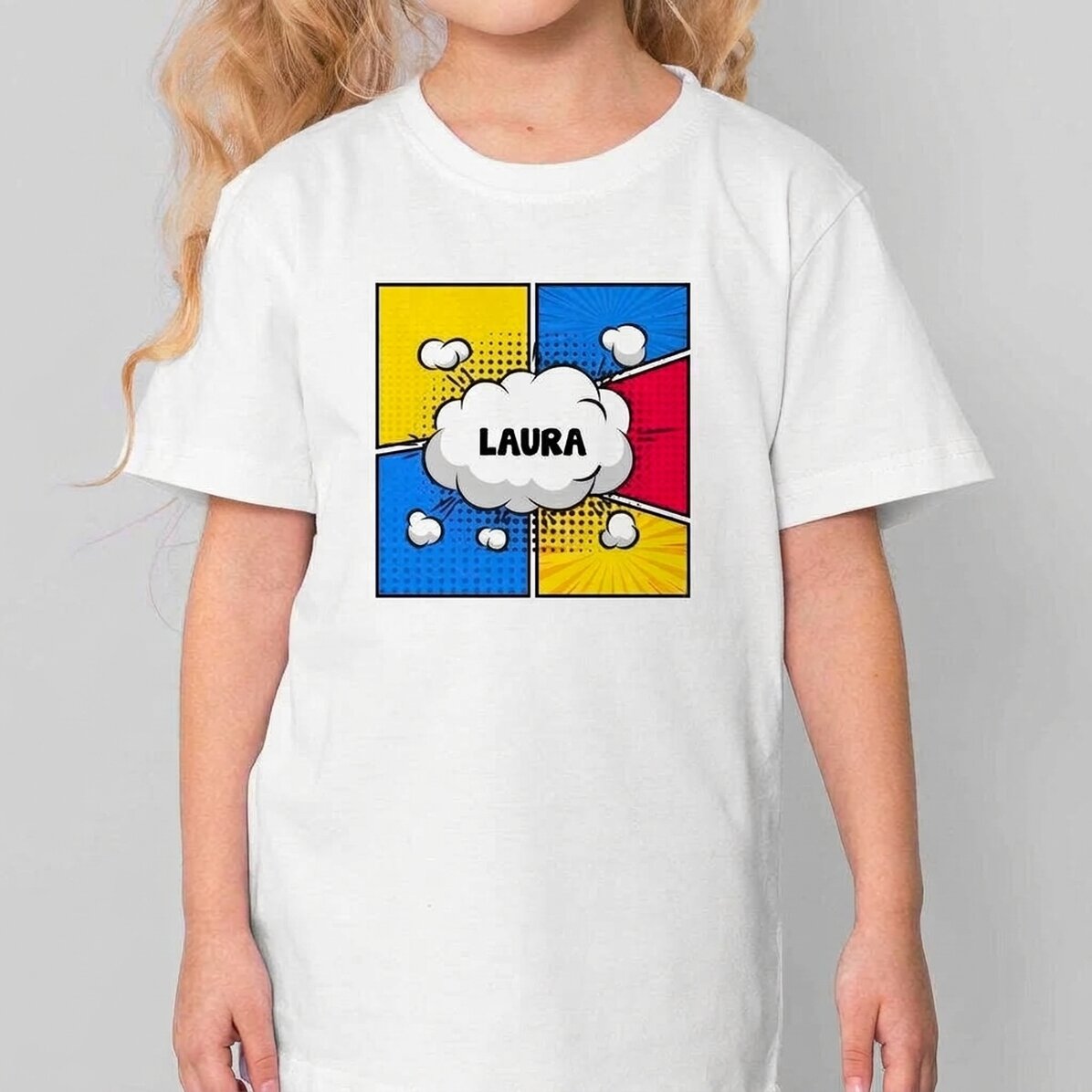 Katoenen T-shirt voor kinderen, gepersonaliseerd met naam - Comics