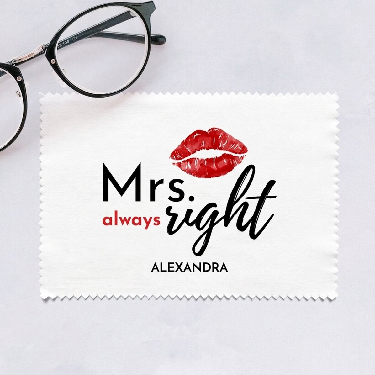 Gepersonaliseerd doekje voor het schoonmaken van schermen/brillen - Mrs. Always right