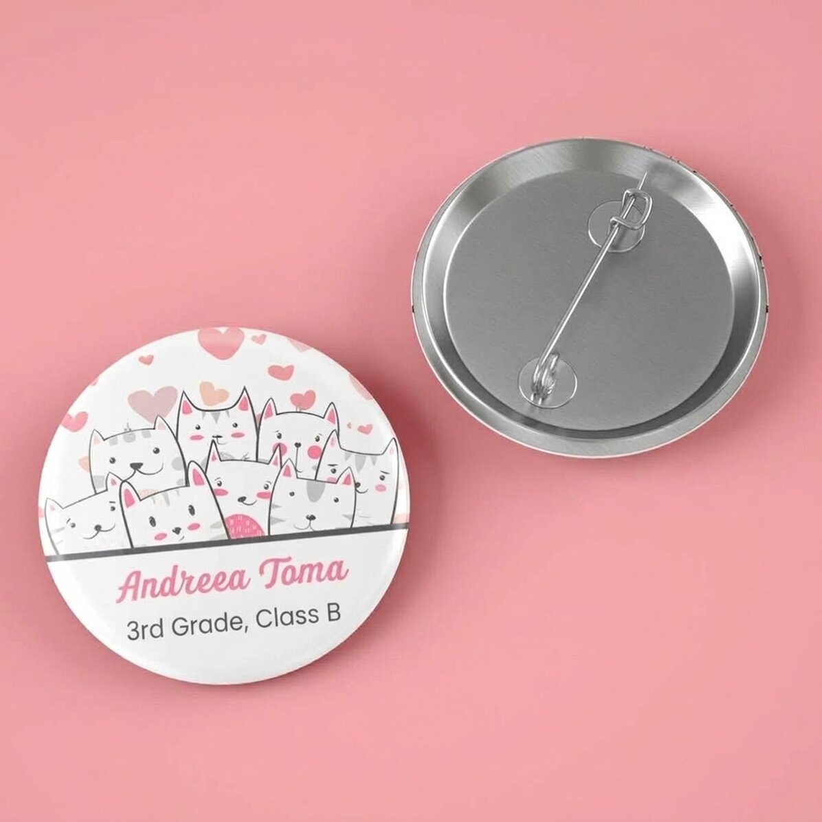 Gepersonaliseerde button met tekst - Kitty