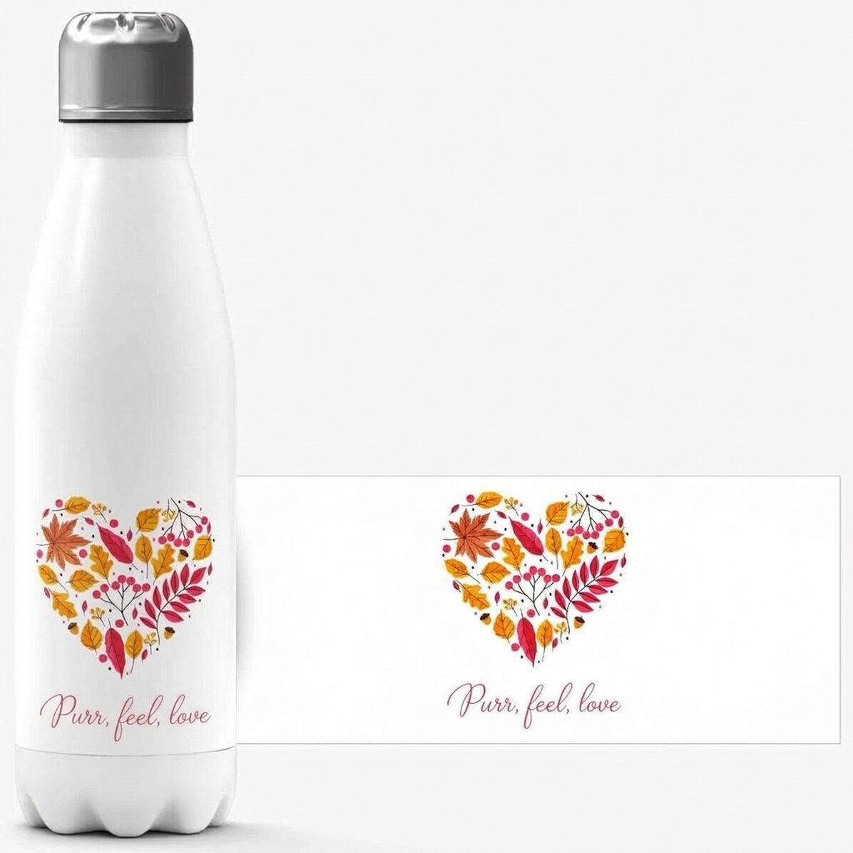 Thermos à base blanche personnalisé avec un texte - Automne