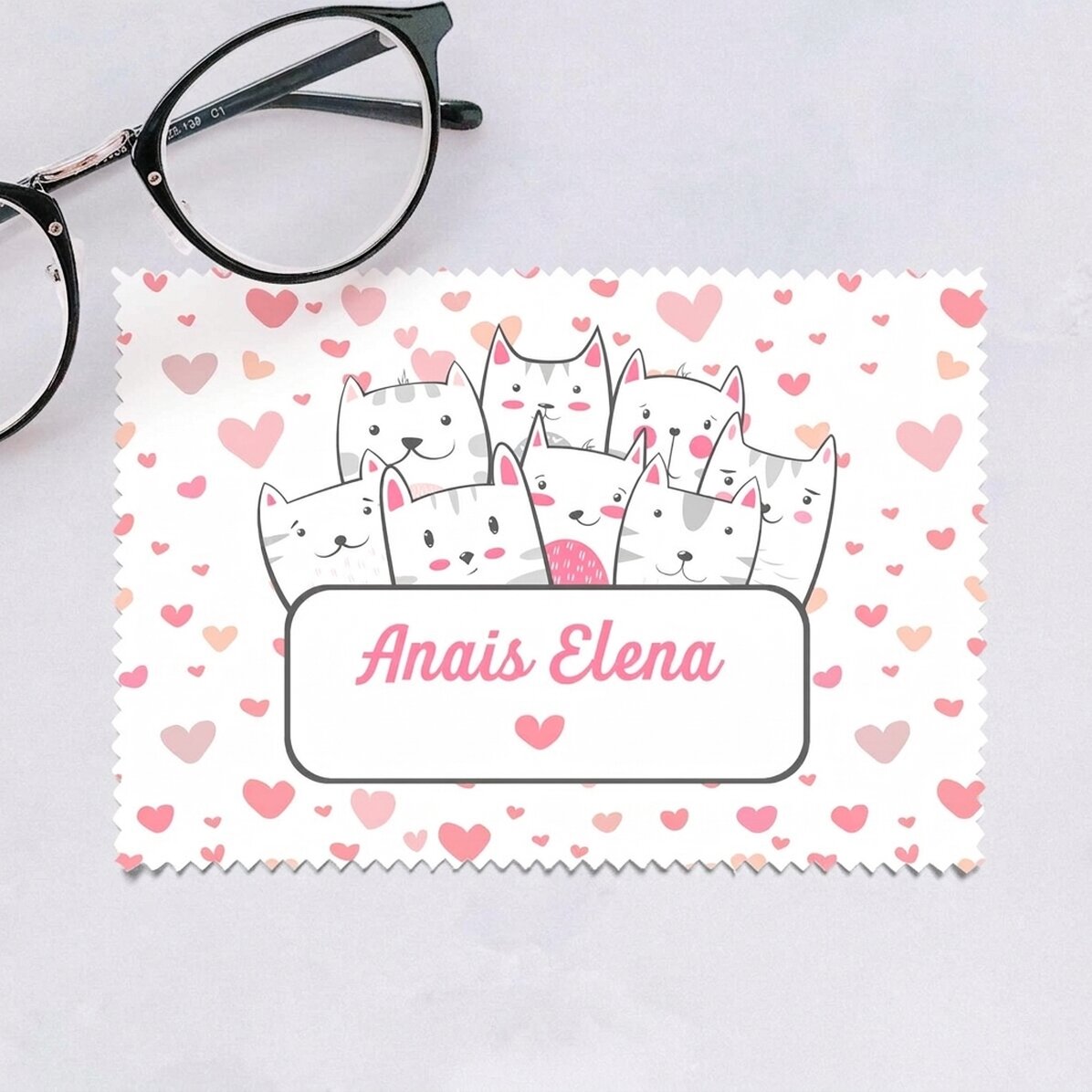 Gepersonaliseerd poetsdoekje voor het schoonmaken van schermen/brillen - Kitty