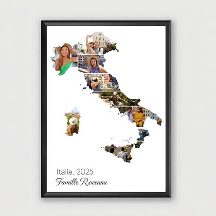Tableau personnalisé avec 9 photos et un texte - Italie